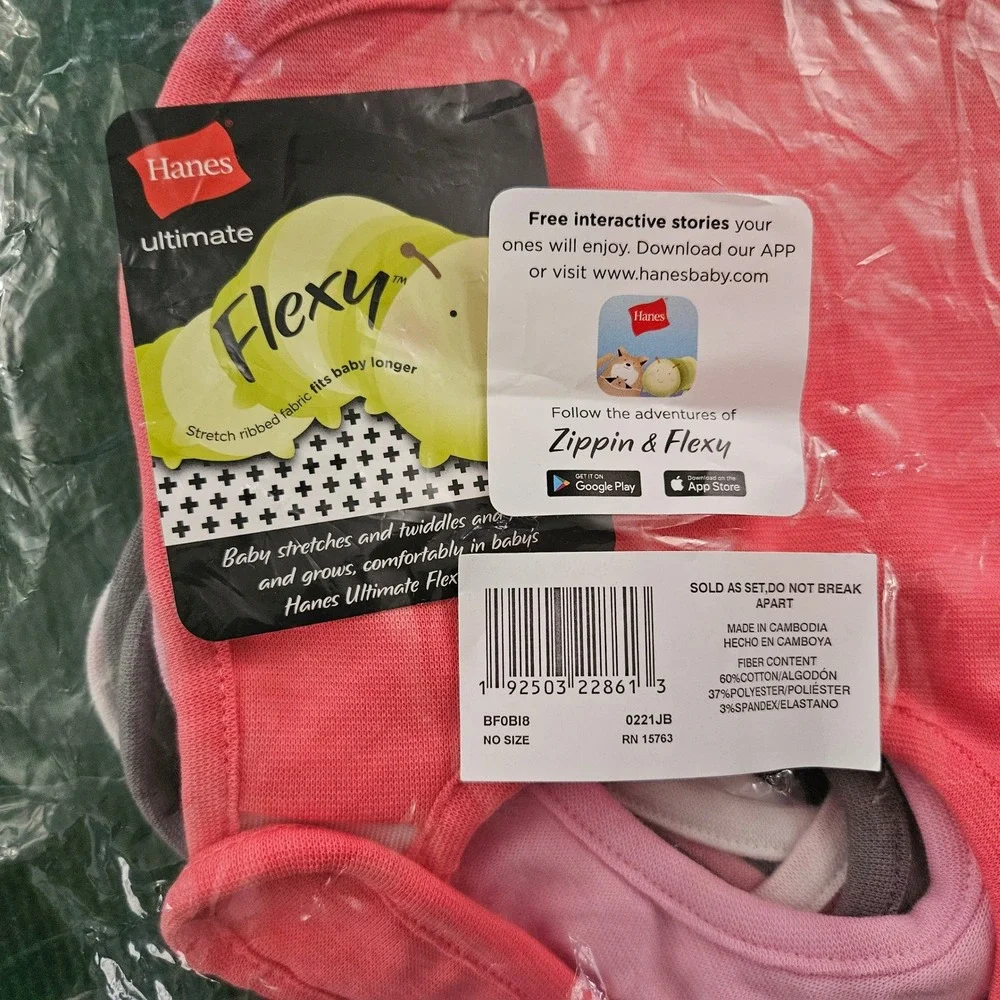 Hanes Ultimate Flexy Baby Bibs 8 Pack Pink Stripe Gray‎ White Soft Cotton Blend